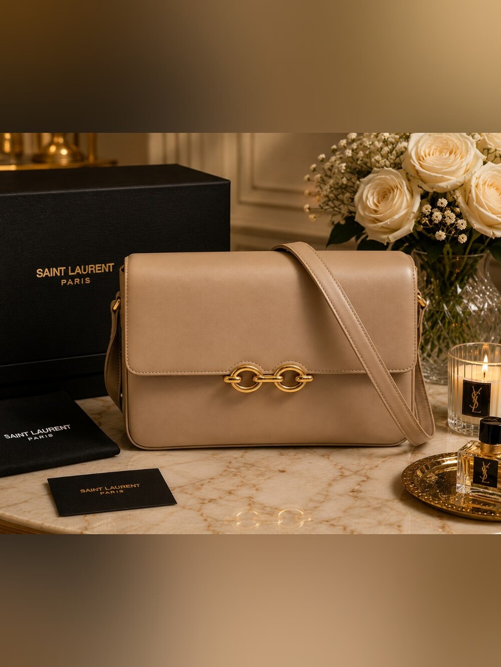 YSL Beige Le Maillon Shoulder Bag